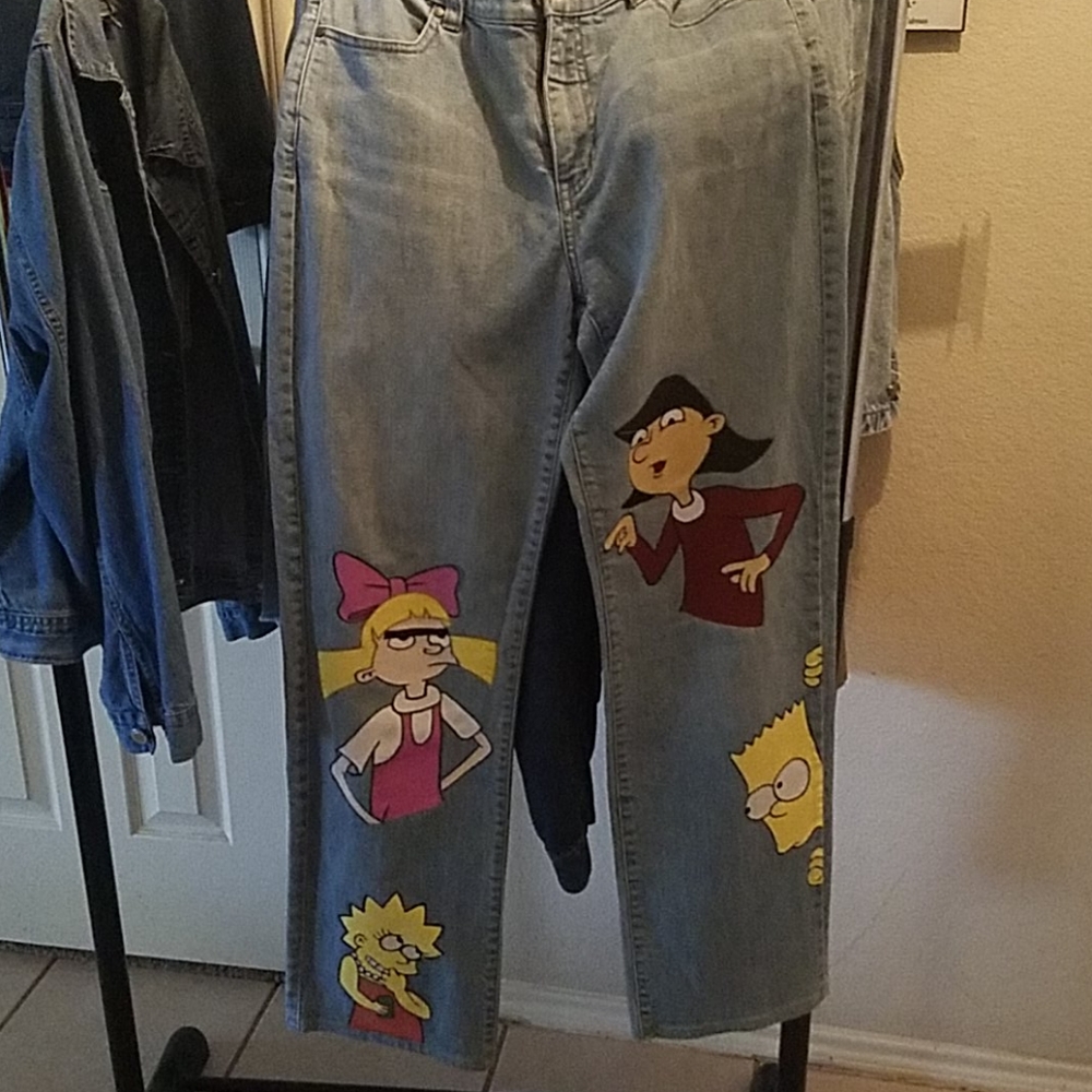 Customized blue Jean pants.